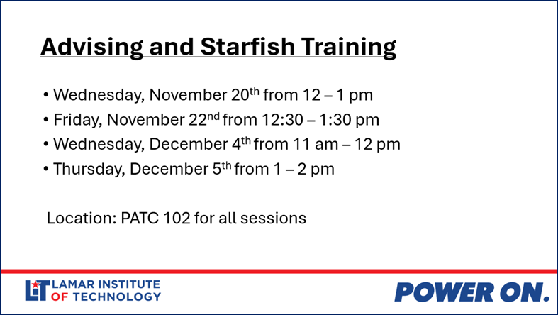 Fall 2024 - Advising and Starfish Training